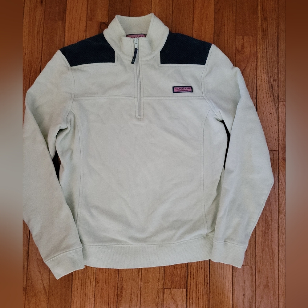 Women's Vineyard Vines quarter zip Mint/Blue Very Nice Condition Sz Medium